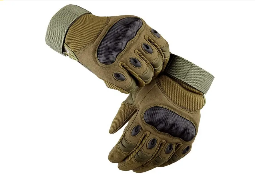 KINGBARON Faux Leather Green Fullfinger Tactical Gloves